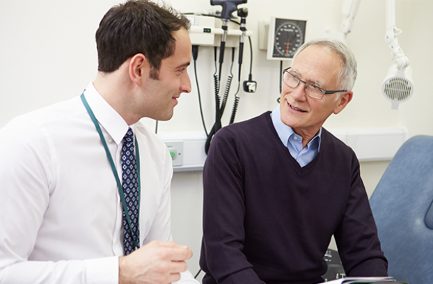 consultant discussing results with patient